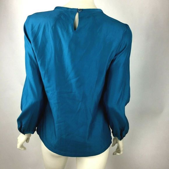 Pendleton Blue Long Sleeve Top Crew neck Shirt Career Women Petite 4 NWOT - Picture 2 of 8